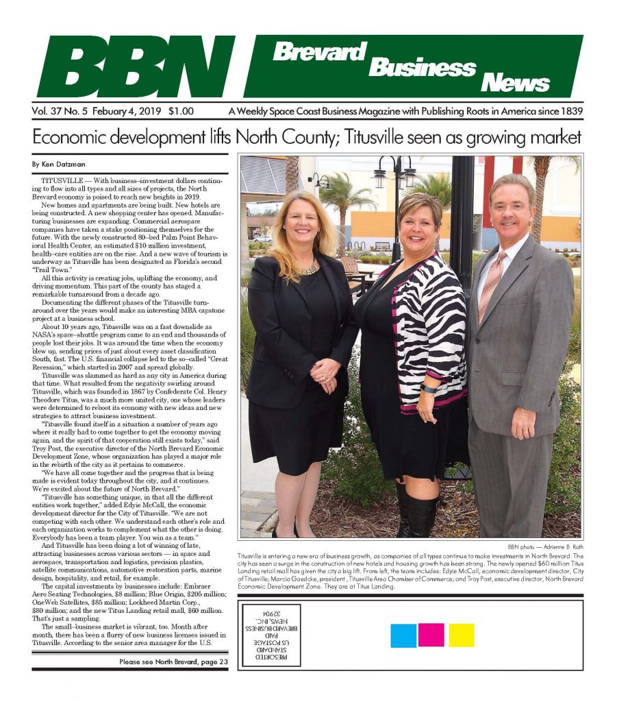 Brevard Business News Feb. 4 2019 article on Titusville