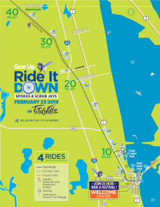 map of trail routes for the event called RIDE IT DOWN in Titusville, Florida on Feb 23 2019