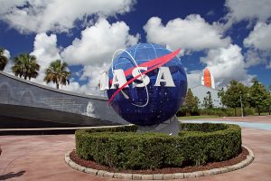 The NASA logo at the Kennedy Space Center Visitor Complex