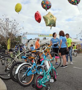 Kids bikes at a community cycling event