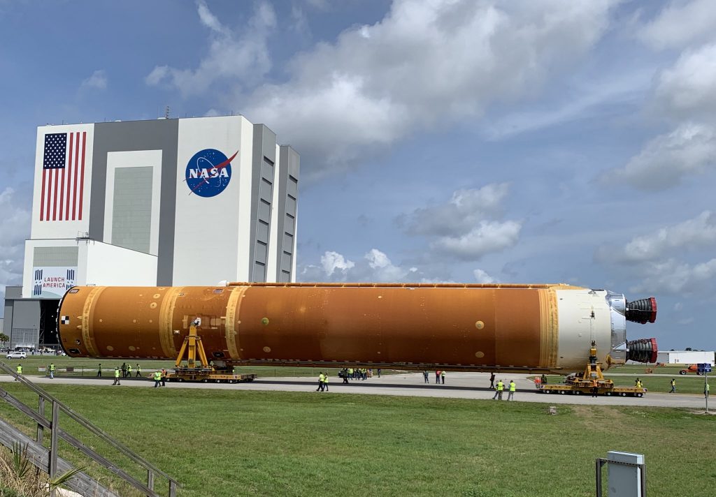 Space Launch System core stage begins journey to Kennedy Space Center